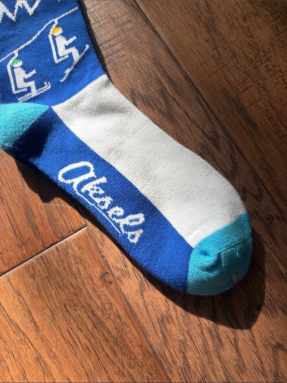 Aksels Blue Mountain Ski Scene Crew Socks